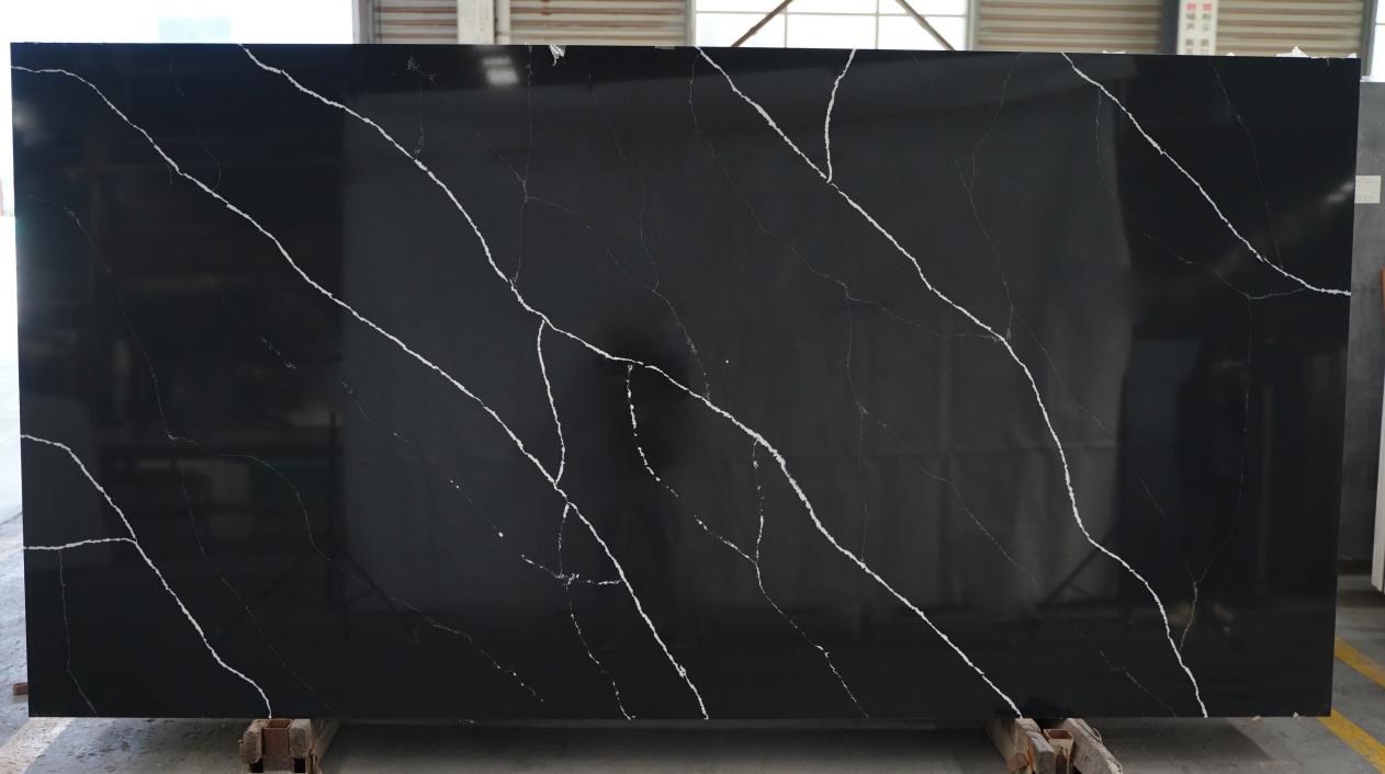 Best Beautiful Black Calacutta Engineered Quartz Stone China Factory Wholesale 8014