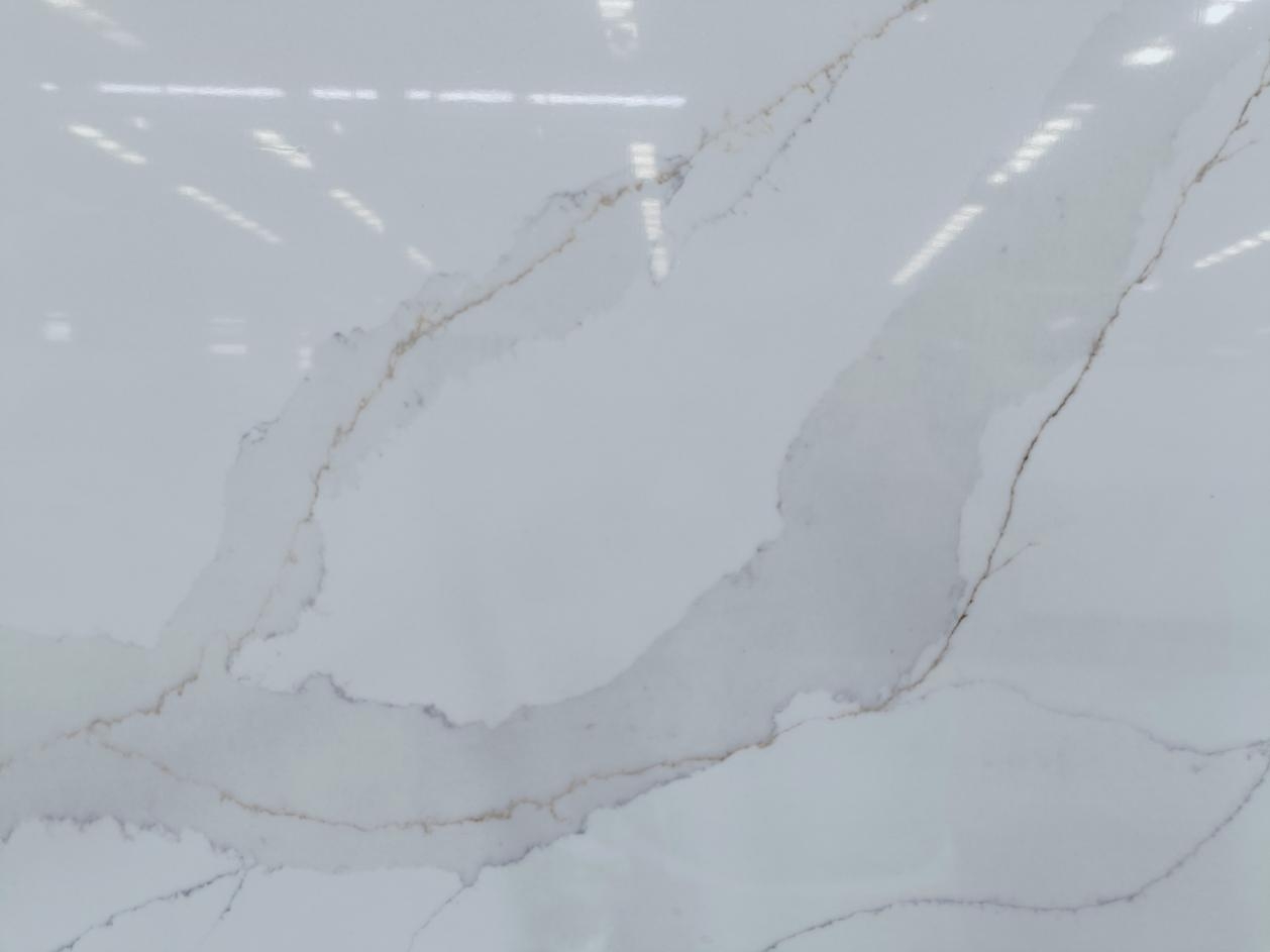 Pietra di quarzo Calacatta bianca con vena sottile Made in China Granite Touch 6090-2