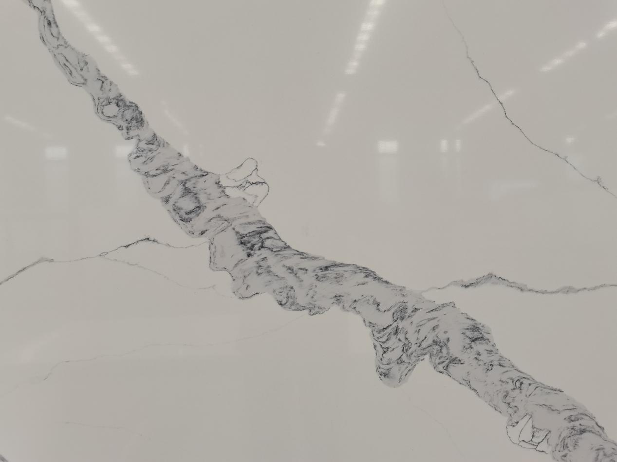 중국산 화강암 터치 7061-2 흰색 정맥이 있는 흰색 Calacatta 석영 스톤