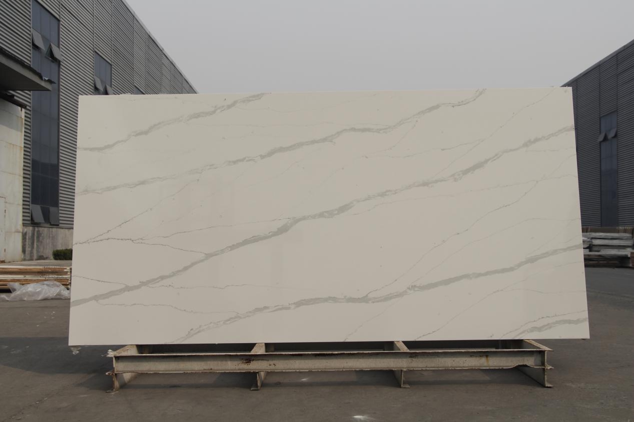 Dalle di pietra di quartz biancu Pietra artificiale Classic Calacatta Marble-Touch 4084-1