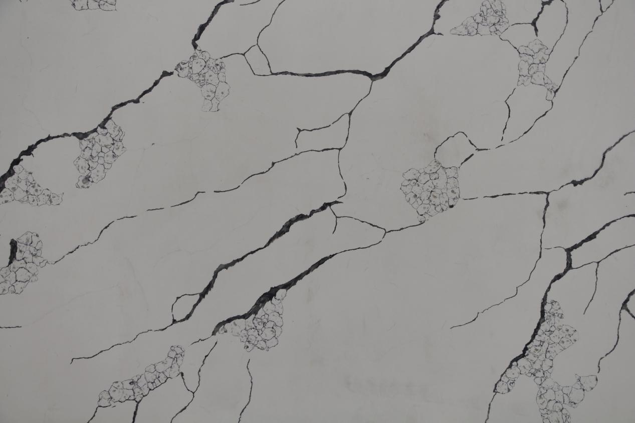 Πλάκες Λευκού Χαλαζία με Τεχνητή Πέτρα Μαύρης Φλέβας 6024-1