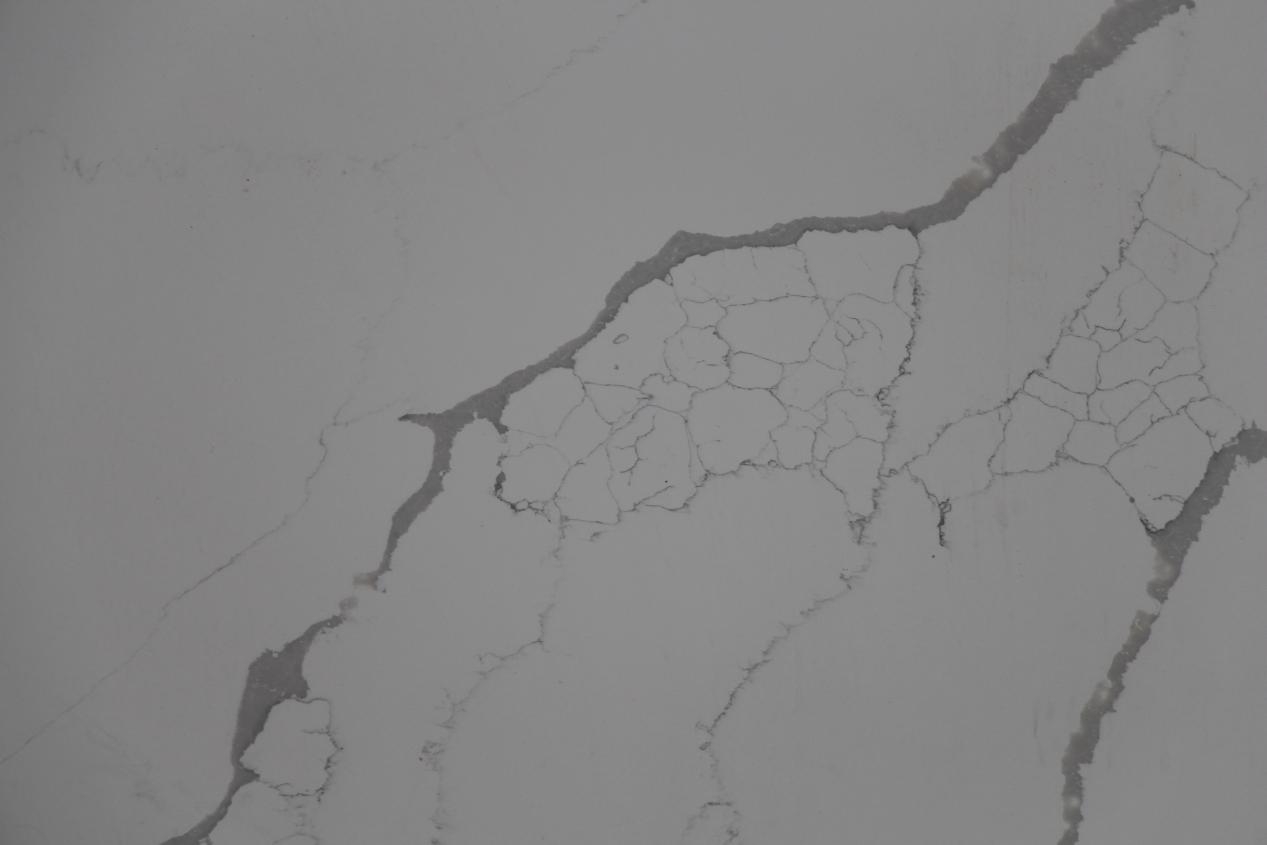 चीन में निर्मित नस कृत्रिम पत्थर के साथ सफेद क्वार्ट्ज स्टोन स्लैब 6016-1