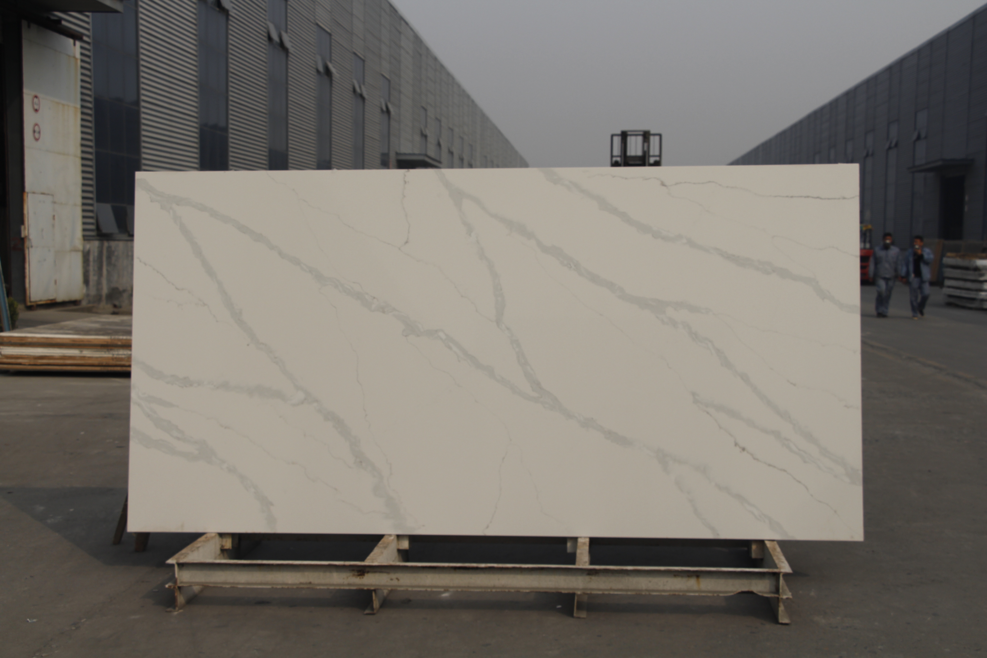 I-White Quartz Stone Slabs ene-Vein Artificial Stone Eyenziwe e-China 4091