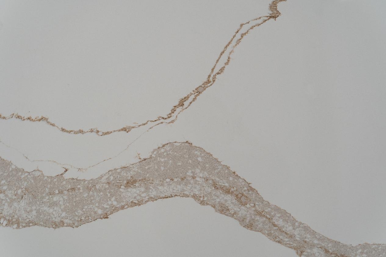 लांब शिरा असलेला पांढरा कॅलकट्टा क्वार्ट्ज स्टोन मजबूत आणि जड कृत्रिम संगमरवरी RH7289-2