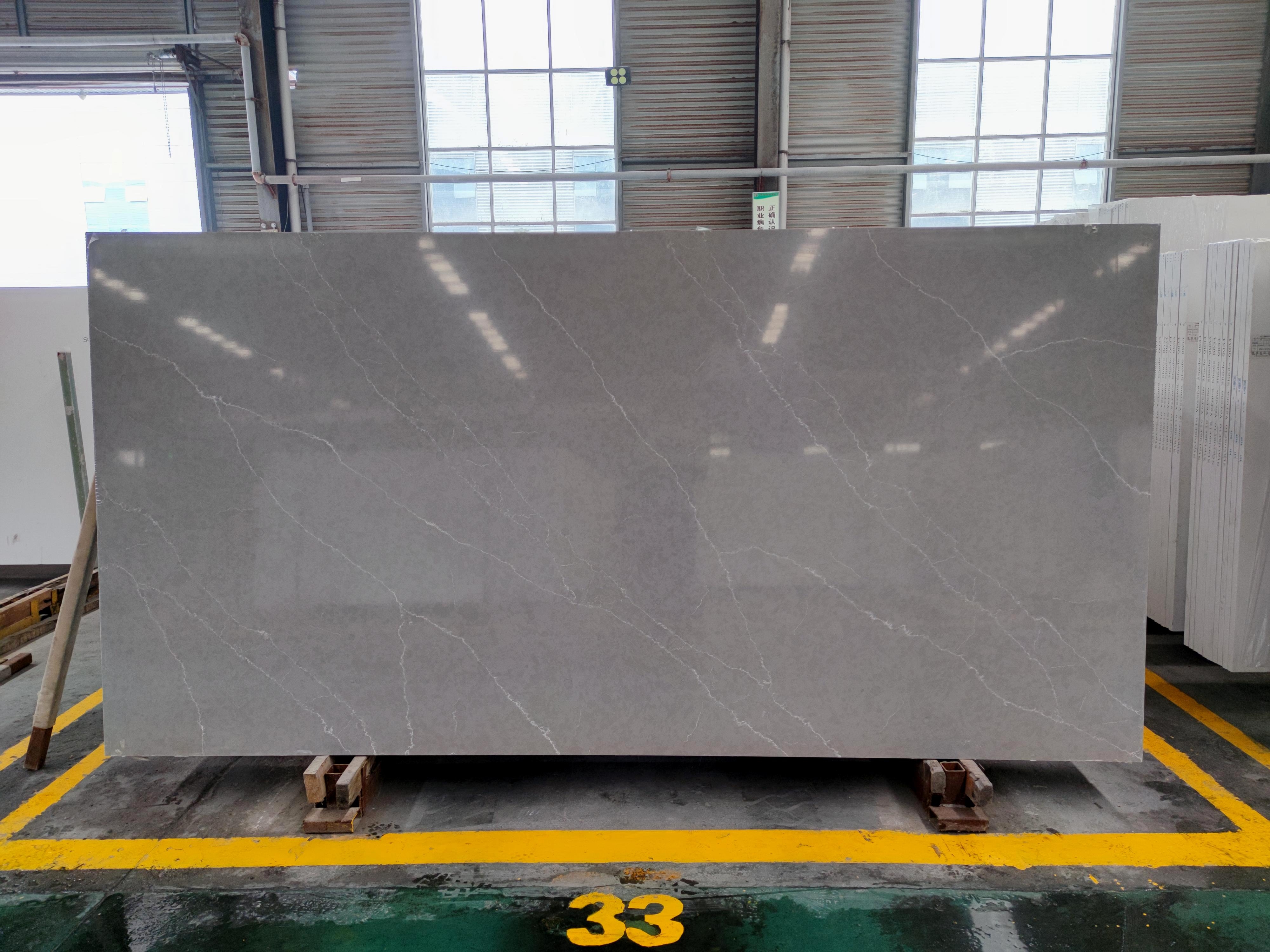 Cement Gray Quartz Stone with white vein Made in China 4049-1