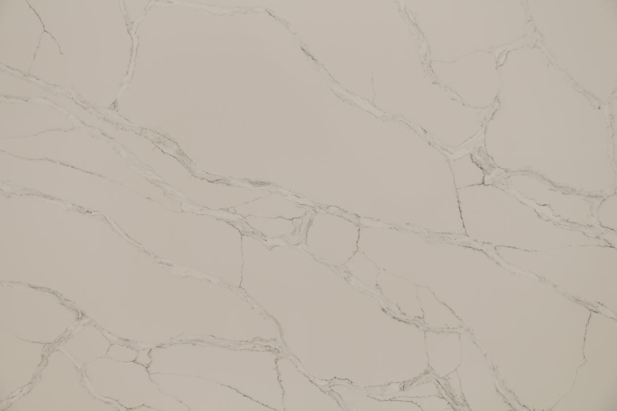 White Quartz Stone Slabs with Long Vein Artificial Stone Marble Look 4096-1