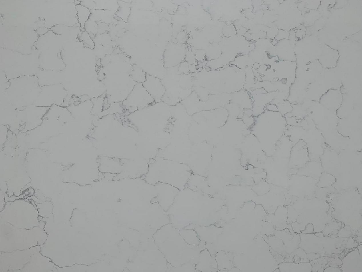 White Quartz Stone Slabs with Tiny Focculent Vein Artificial Stone Marble Look 4013-1