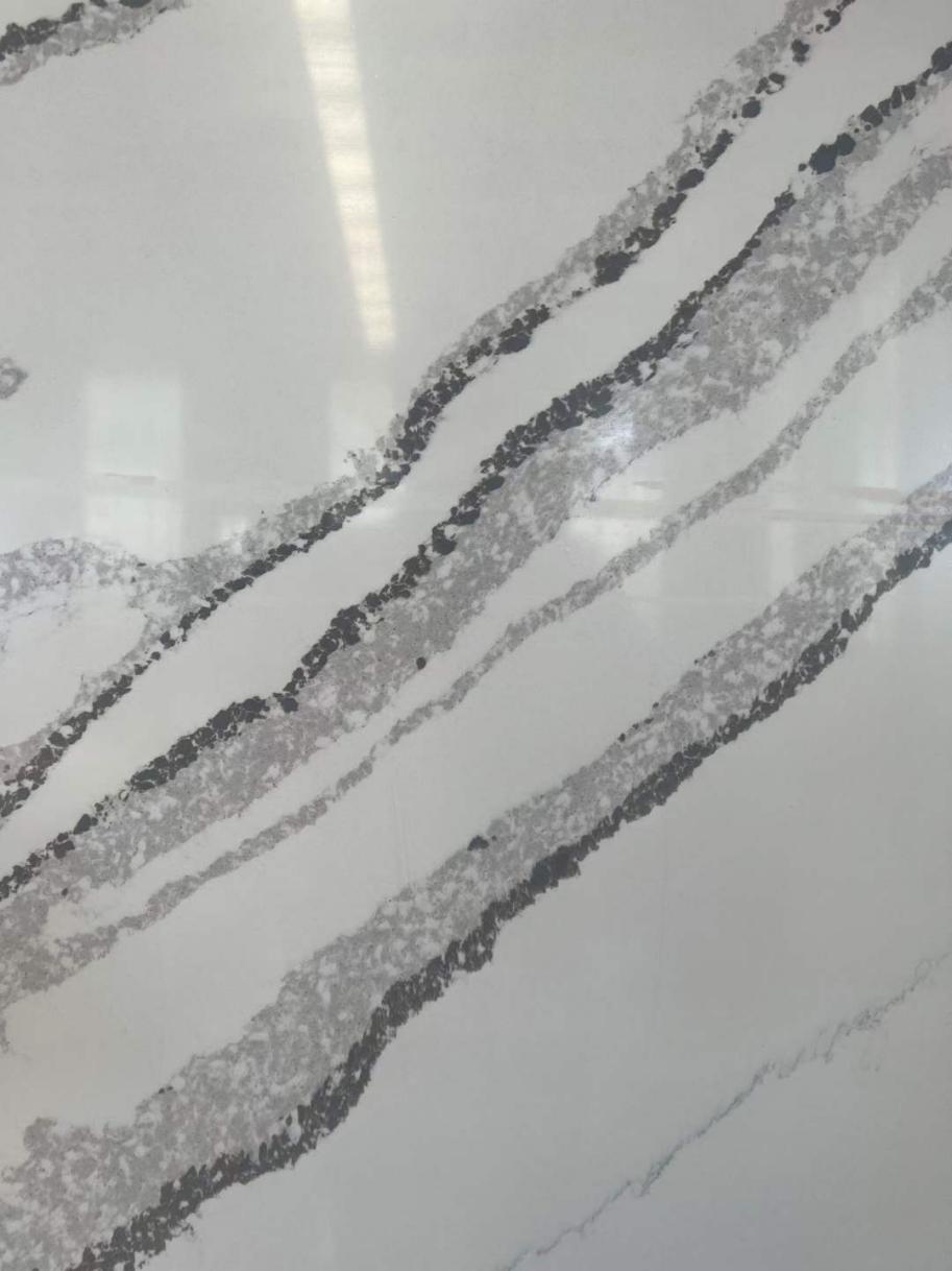 White with long vein Calacatta Quartz Stone Strong and Heavy Artificial Marble RH7282-1