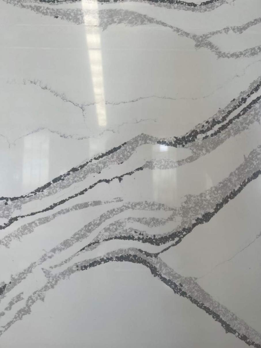 White with long vein Calacatta Quartz Stone Strong and Heavy Artificial Marble RH7282-2